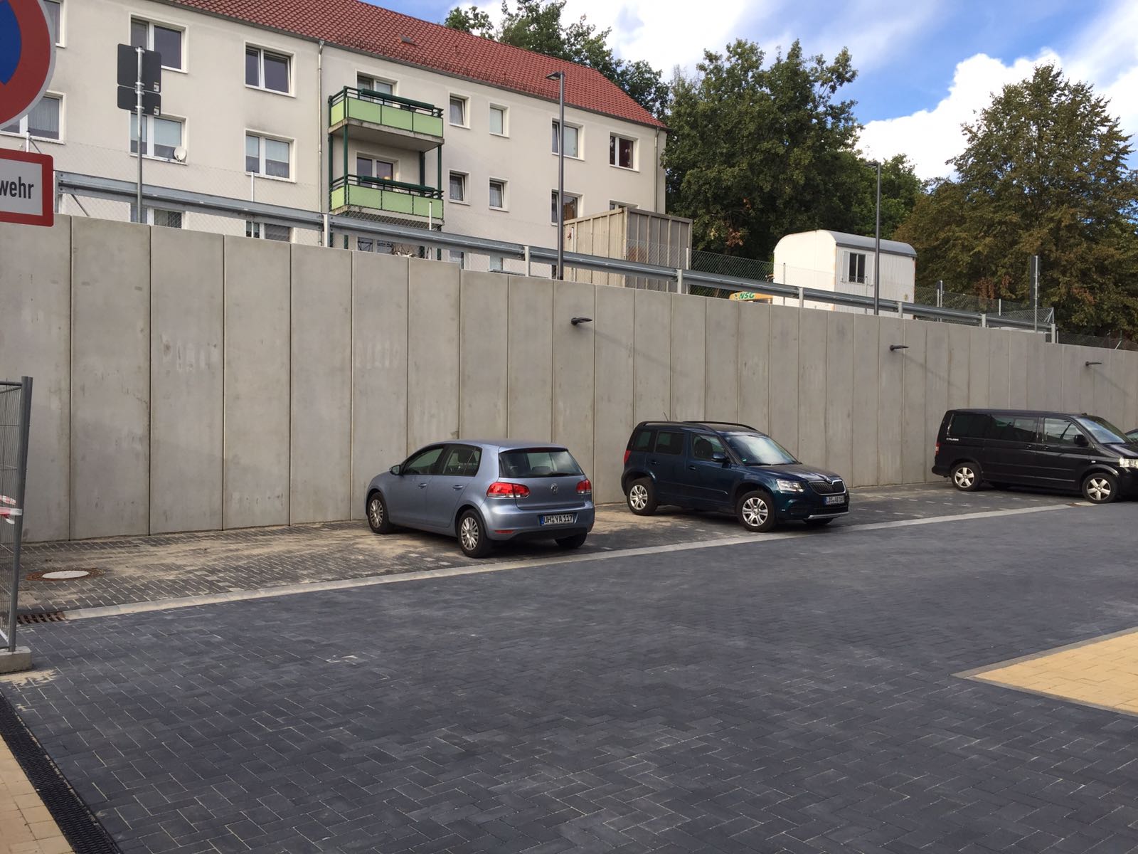 Böschungswand am Standort Schulweg