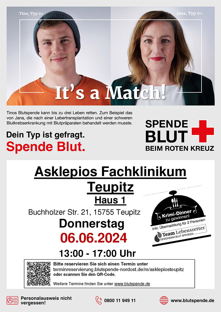 Zu sehen ist das Ankündigungsplakat zum Bllutspende-Termin im Juni in Teupitz. Zu sehen ist das Ankündigungsplakat zum Bllutspende-Termin im Juni in Teupitz.