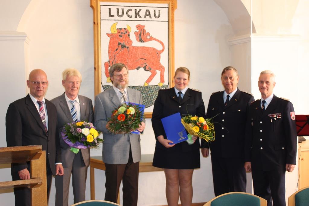 v.l.n.r. Stephan Loge (Landrat), Martin Wille, Hubertus Schulz, Beatrice Jüngling, Hans-Jürgen Kayser, Hans-Georg Schaper (Foto: Pressestelle LDS)