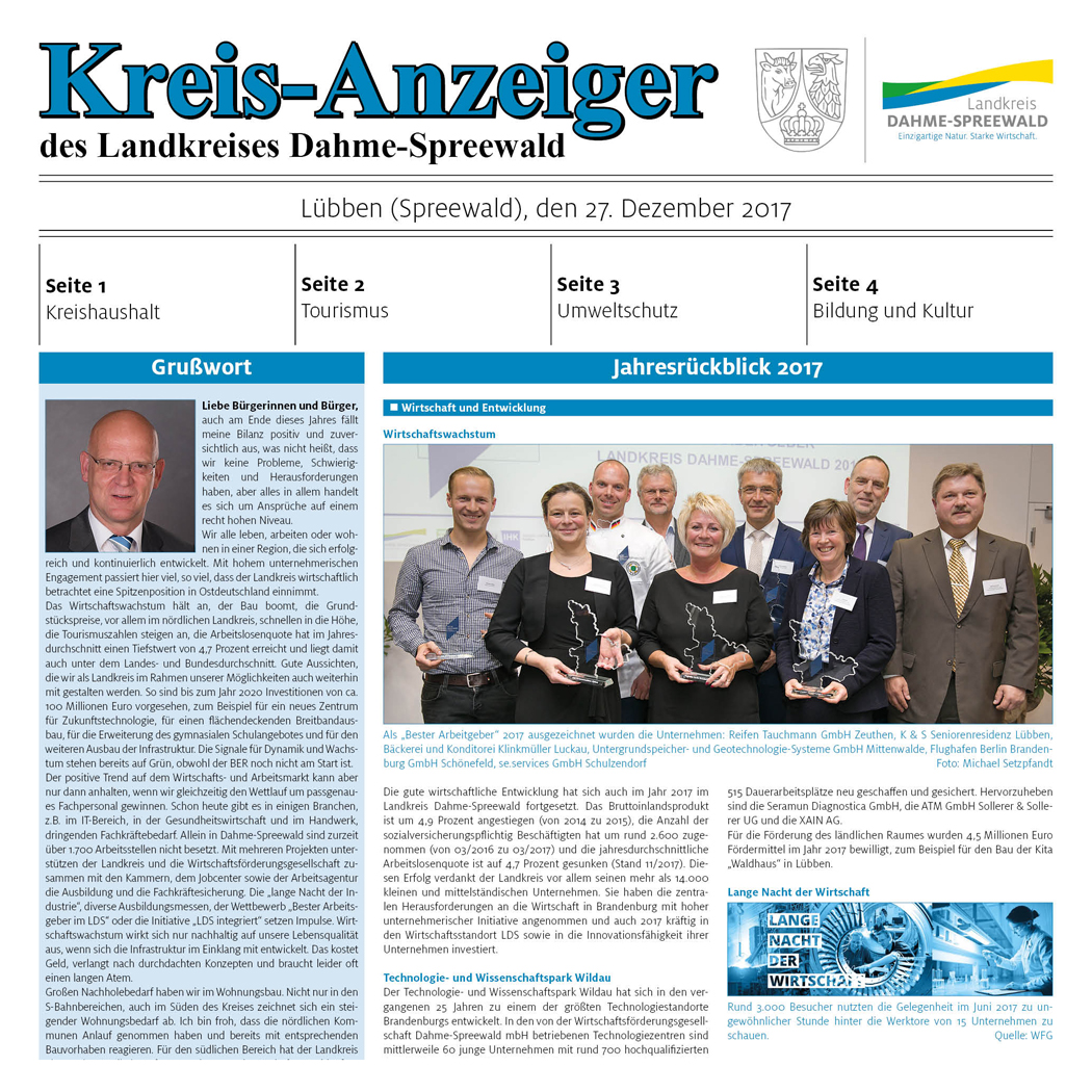 Titel Kreis-Anzeiger 2017                                                      Quelle: Pressestelle LDS