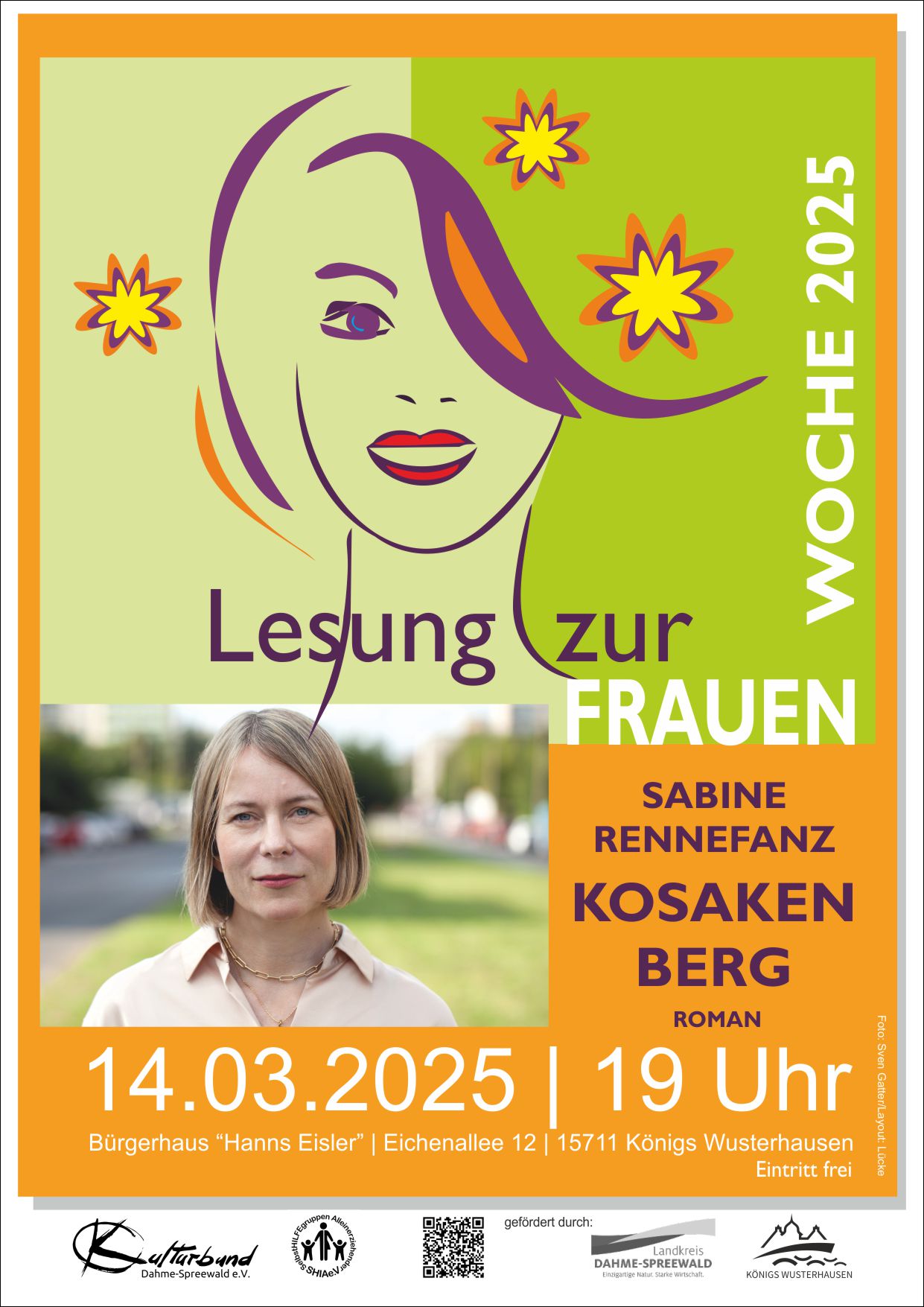 Zu sehen ist das Anküdigungsplakat zur Vorlesung 'Kosakenberg' mit Sabine Rennefanz. Zu sehen ist das Anküdigungsplakat zur Vorlesung 'Kosakenberg' mit Sabine Rennefanz.