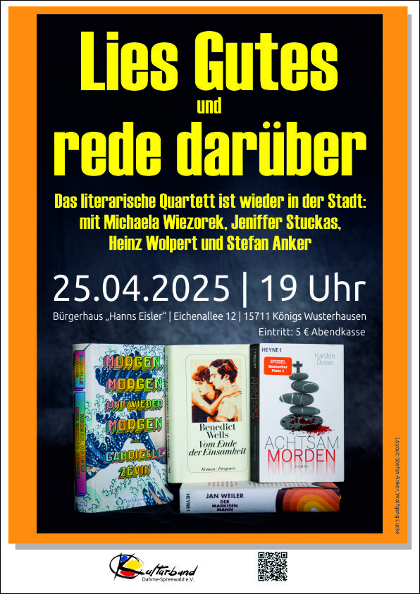 Zu sehen ist das Ankündigungsplakat zu Lies Gutes und rede darüber. Zu sehen ist das Ankündigungsplakat zu Lies Gutes und rede darüber.