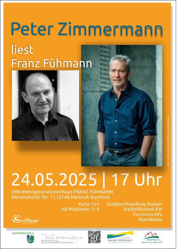 Zu sehen ist das Ankündigungsplakat zur Lesung von Peter Zimmermann über Franz Fühmann. Zu sehen ist das Ankündigungsplakat zur Lesung von Peter Zimmermann über Franz Fühmann.