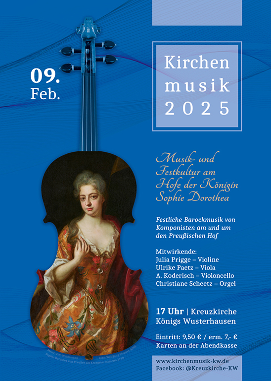 Zu sehen ist das Ankündigungsplakat zu Musik- und Festkultur am Hof der Königin Sophie Dorothea. Zu sehen ist das Ankündigungsplakat zu Musik- und Festkultur am Hof der Königin Sophie Dorothea.