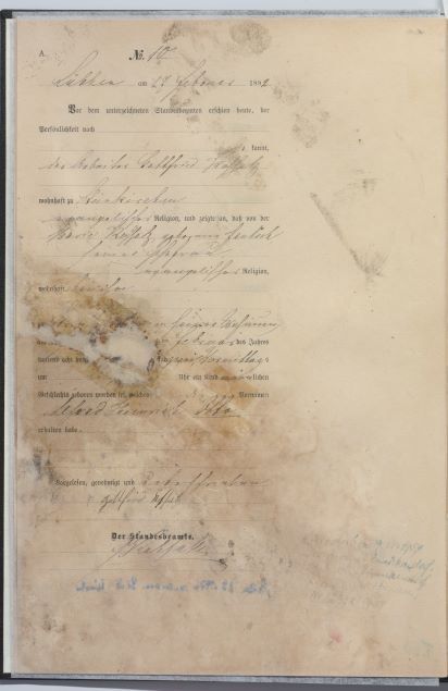 Kreisarchiv Geburtenregister 1892 Geburtenregister 1892