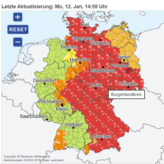 Deutschlandkarte zu Unwetterwarnung