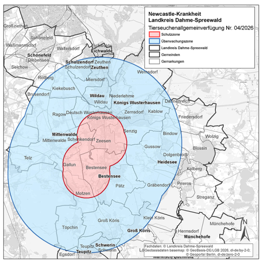 Zu sehen sind die Schutz- und Überwachungszonen.