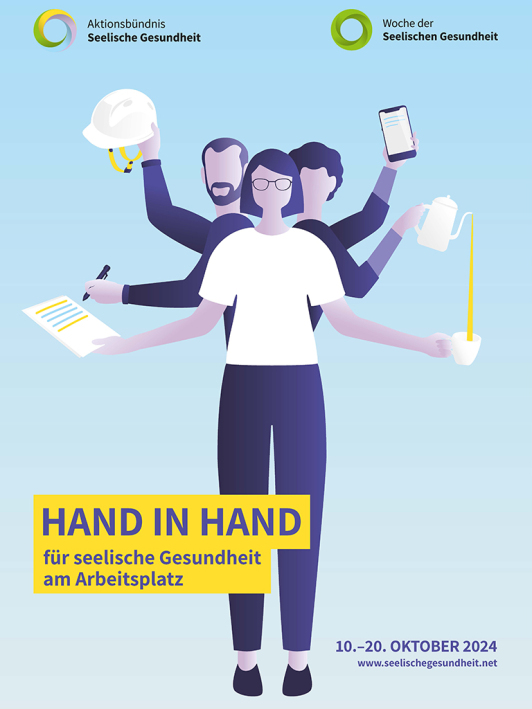 Zu sehen ist das Ankündigungsplakat zur Woche der seelischen Gesundheit 2024. Zu sehen ist das Ankündigungsplakat zur Woche der seelischen Gesundheit 2024.
