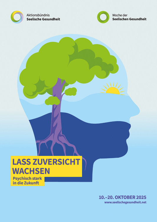 Zu sehen ist das Ankündigungsplakat zur Woche der seelischen Gesundheit 2025.