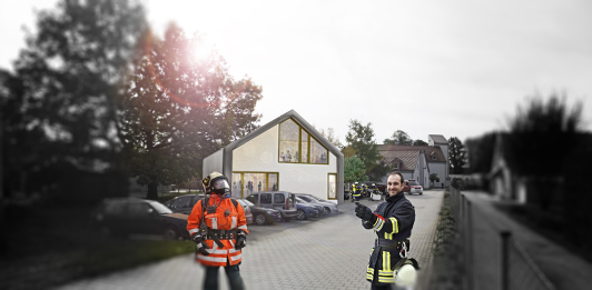 Zu sehen der Erweiterungsbau des Brand- und Katastrophenschutzzentrums in Luckau.