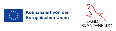 Zu sehen sind die Logos der Europäischen Union und des Landes Brandenburg.