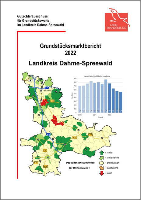 Sie sehen das Deckblatt des Grundstücksmarktbericht 2022.