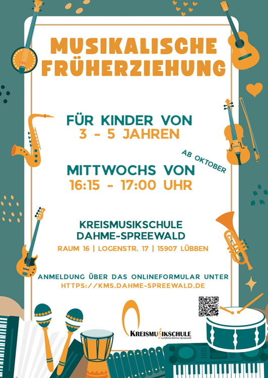 Zu sehen ist das Ankündigungsplakat zur musikalische Früherziehung ab Oktober 2026.