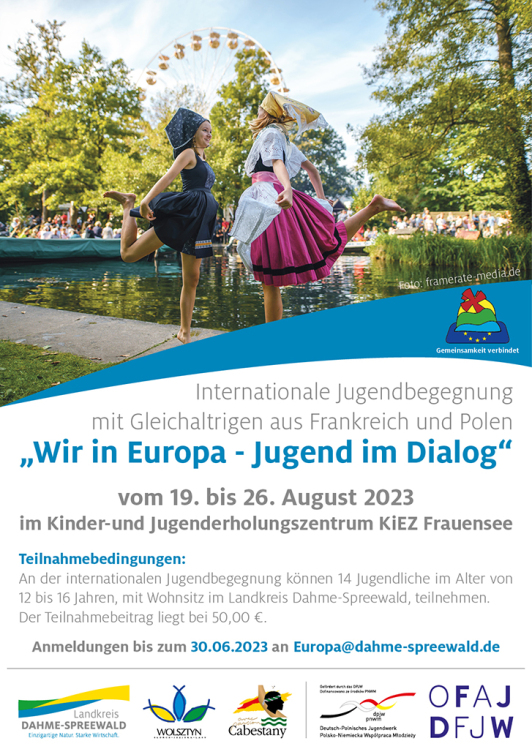 Plakat A3 Jugendbegegnung 2023 Flyer Internationale Jugendbegegnung im KiEZ Frauensee.