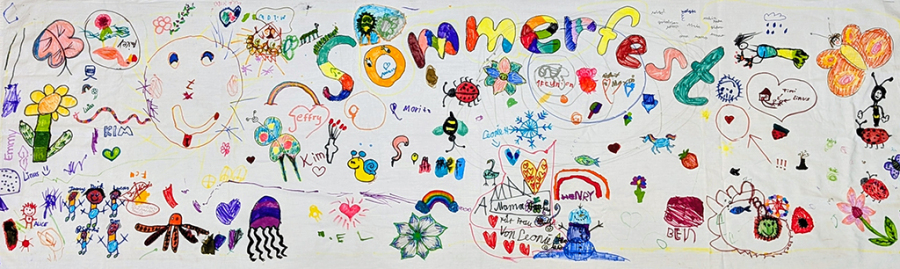 Bild von Pflegekindern welches beim Pflegefamiliensommerfest im Kletterwald am 27. Juni 2026 gemalt wurde.