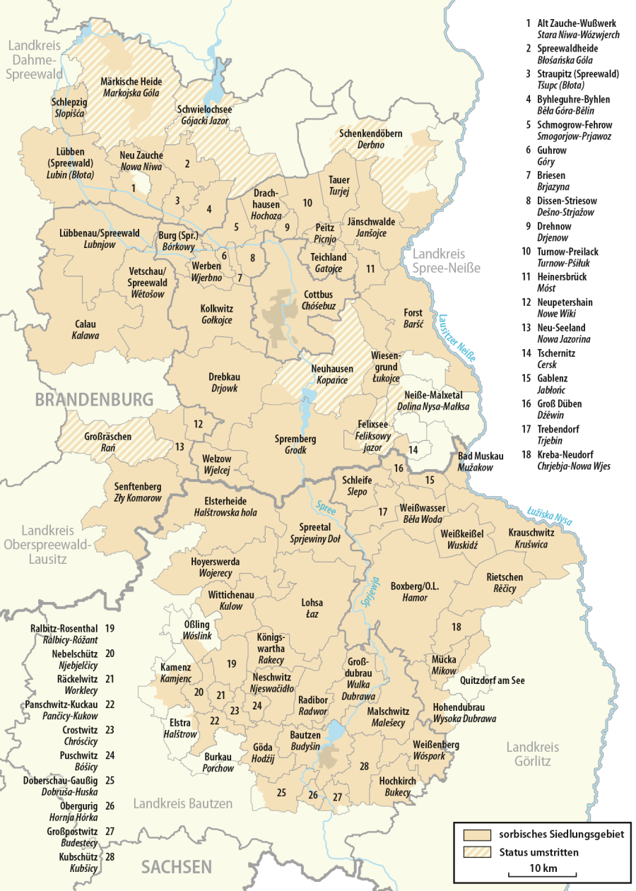 Karte der Siedlungsgebiete der Sorben/Wenden - zur vergrößerten Ansicht Karte der Siedlungsgebiete der Sorben/Wenden - zur vergrößerten Ansicht