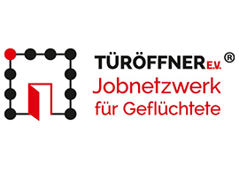 Zu sehen ist das Logo des Türöffner e.V. - Jobnetzwerk für Geflüchtete.