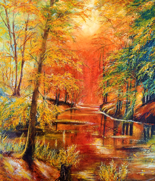 Sie sehen das Bild "Flusslandschaft im Abendrot" von Swea Hieltscher. Sie sehen das Bild "Flusslandschaft im Abendrot" von Swea Hieltscher.