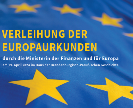 Zu sehen ist das Titelbild zur Verleihung der Europaurkunden 2024.
